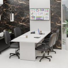 Mesa De Reunião Para Escritório Com Painel de TV 200x100cm - Netmobil