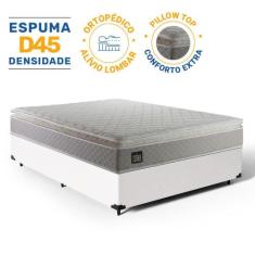 Cama Box + Colchão de Casal Strong D45 One Face 138x188x59cm Branco - 