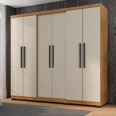 Guarda Roupa Diamante 6 Portas E 4 Gavetas Araplac 6000-50 Freijó Baun