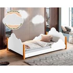 Cama Infantil Montessoriana Cristal Juvenil Branca E Amêndoa + Luminária Led - Cor: Branco
