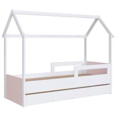 Cama Infantil Casinha Com Auxiliar Infix C06 Branco-rosa - Mpozenato