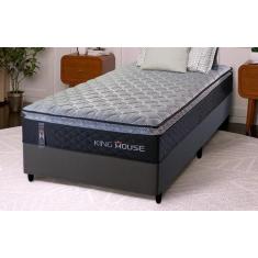 Conjunto Cama Box Solteiro Dakota Preto 96x203x57 Espuma D33 - King Ho