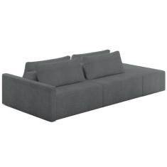Sofá Ilha Modular Para Sala 232cm com Puff Dublin K01 Bouclê Cinza - L