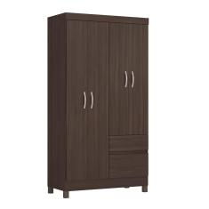 Guarda Roupa Solteiro Lótus 4 Portas de Bater 2 Gavetas MDP Café Touch Demóbile