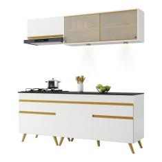 Armário De Cozinha Compacta 190cm V2031 Branco Dourado