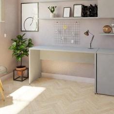 Mesa de Escritório Corp 25mm 130 cm Bramov Móveis Cinza Cristal