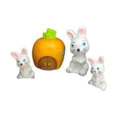 Kit miniatura de pascoa Trio de Coelho e Casinha Cenoura - Decore Casa