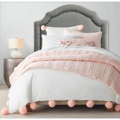 Cabeceira Estofada Provençal Luxo com Tachas - Solteiro Suede Cinza - 