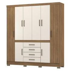 Guarda Roupa Casal New Realce 8 Portas E 4 Gavetas Amêndola Off White - Demóbile Amêndola Off White