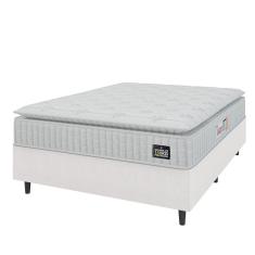 Cama Box Casal Queen Colchão Espuma D45 Lazio Pillow Top 158x198x62cm Branco Hellen