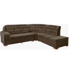 Sofá de canto 7 lugares Lord Mega Tecido Pavia Marrom