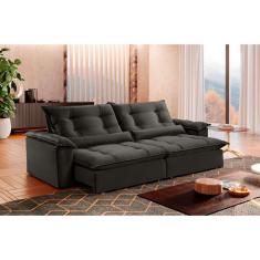 Sofá Retrátil E Reclinável Apolo 2,10m 3 Lugares Cinza