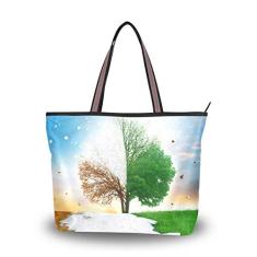 Bolsa feminina com alça superior e bolsa de ombro para árvore de quatro estações, Multicolorido., Large