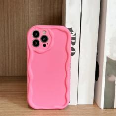 Capa de telefone ondulada 3D macia fosca para iPhone 14 13 12 11 Pro Max XR XS X 7 8 Plus Capa de silicone de proteção de câmera, rosa, para iPhone X XS
