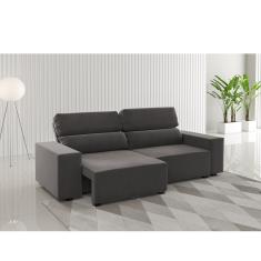 Sofá 3 Lugares Retratil e Reclinável 200cm Veludo Gold Viero Móveis - Veludo Grafite