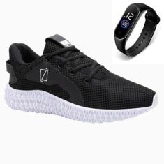 Tênis Masculino Academia Caminha Leve Conforto Com Relógio Dia a Dia-Masculino