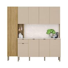 Armário De Cozinha Compacta 9 Portas E 1 Gaveta 200cm Milla Freijó-vanilla - Pallazio
