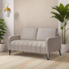 Sofá Living Savana 2 Lugares C/ Pé de Ferro Preto 1,58 Mts Veludo Bege