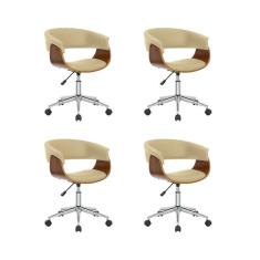 Kit 4 Cadeiras para Escritório Diretor Giratória Regulável Turim Nude