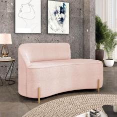 Sofá 2 Lugares Orgânico 140cm Morgan Pé Aço Dourado Bouclê D03 - D'Ros