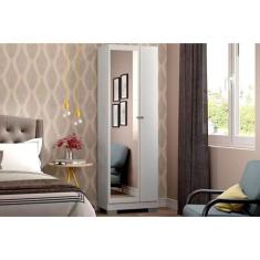 Armário Multiuso Lavanderia 547 c/ 1 Porta c/ Espelho e Pés Branco - C