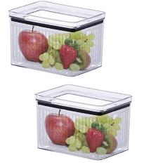 Kit 2 Potes Hermético Cesta Escorredor Geladeira Empilhável 1,8 L