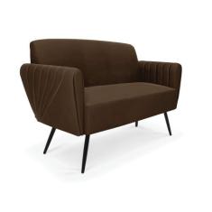 Sofá Namoradeira Pés Palito de Ferro Bruna Suede - D'Rossi, Marrom