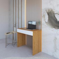Mesa Escrivaninha Office Compacta Com 1 Gaveta - Natural Branco