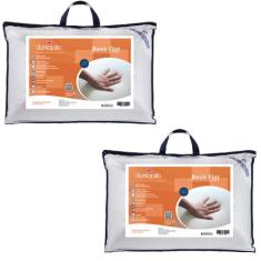 Kit com 2 Travesseiros Basic Flat Látex - Macio - Dunlopillo