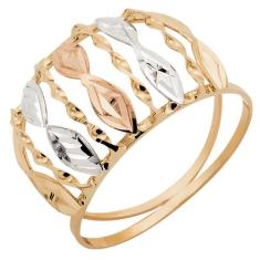 Anel de Ouro 18k Tricolor Feminino Griglia - Meu Anel, 19