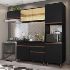 Cozinha Completa Madesa Reims 250003 com Armário e Balcão - Preto