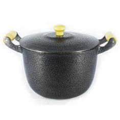 Caldeirão Alumínio Fundido Craqueado Alça De Madeira 14cm
