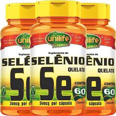 Kit 3 Selênio Quelato 60 cápsulas Unilife