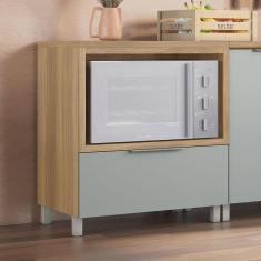 Balcão Forno 1 Gaveta com Caixa Organizadora 80cm 100% MDF Marquesa Marrom/Verde