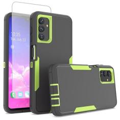 Zoeirc Capa para Galaxy A13 5G/Galaxy A04S/Samsung A04 A136U com protetor de tela de vidro temperado, suporte de camada dupla, suporte magnético para carro, capa de proteção à prova de quedas para