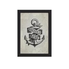 Quadro Vintage Náutico Âncora Moldura Preta 22x32cm - Quartinhos