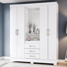 Guarda Roupa 4 Portas 3 Gavetas Nápole Briz, Branco