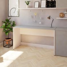 Mesa Reta Corp 25mm 130 cm Bramov Móveis Branco/Cinza Cristal