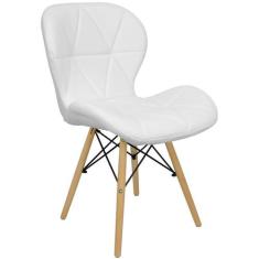 Cadeira Charles Eames Eiffel Slim Wood Estofada - Branca - Magazine Ro