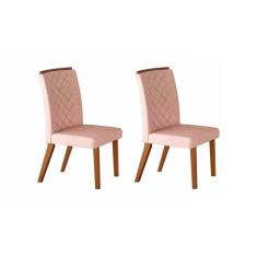 Cadeira Sala De Jantar Jade Madeira Kit 2 Un Capuccino/veludo Creme - Rufato