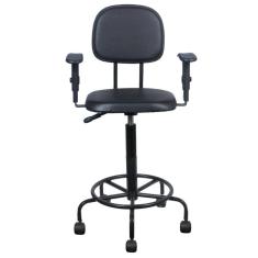 Cadeira caixa alta L duplo com braço  base semi  corano preto