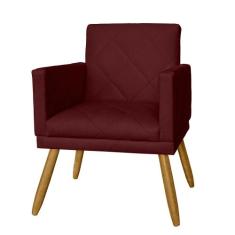 Poltrona Decorativa Pés Palito Nina Estilo Matelassê Bordô - DS Estofa