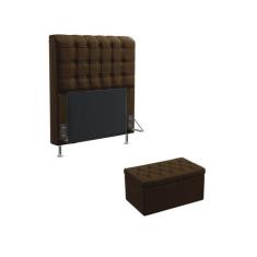 Kit Cabeceira Estofada Rana 90 Para Cama de Solteiro e Calçadeira Sagi
