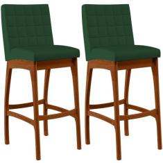 Kit 02 Banquetas Altas Para Cozinha Sala de Jantar Fixa Mila B04 Suede