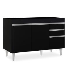 Balcão Gabinete 120cm 3 Portas 2 Gavetas Michigan Preto - Lumil