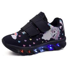 Tenis Infantil De Led Unicornio Calce Facil Meninas LIGHT-Feminino