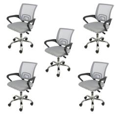 Kit 5 Cadeiras para Escritório Diretor Tela Mesh Tok 3310 Or Design Cinza