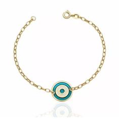Pulseira Olho Turco Grego Resinado Folheado Ouro 18k - Milena Folheado