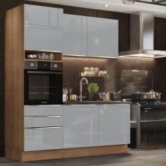 Cozinha Compacta Madesa Armário e Balcão 5 Portas 3 Gavetas