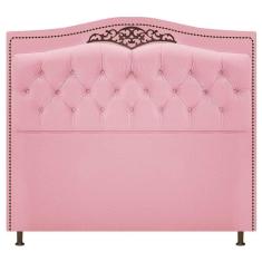 Cabeceira Estofada Yasmim 195cm King Size Suede Rosa Bebê